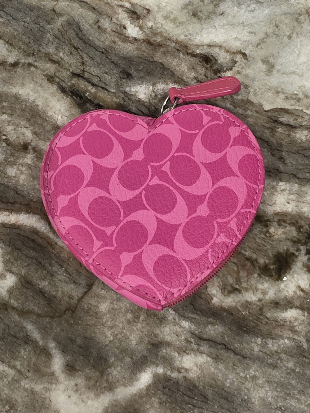 Coach Pink Heart Zip Coin Purse